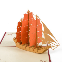 Newest Creative Boat Laser Cut 3d Pop Up Greeting Card For Christmas Gift