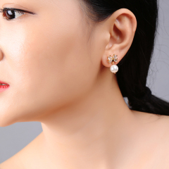 Hot sale jewelry silver for women girls gold imperfect baroque pearl earrings