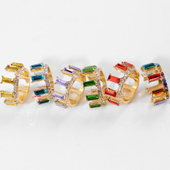 Fashion coloured crystal party gemstone rings jewelry wholesale tiara crown ring