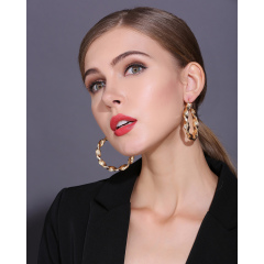 Wholesale fashion copper round hoop 18K gold plated exaggerated earrings