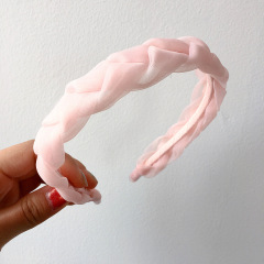 Wholesale New Style Korean candy-colored organza weave kids hairbands for girls