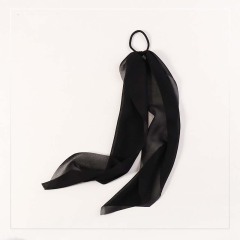 Hot sale new style girls solid color chiffon long ribbon elastic hair ties