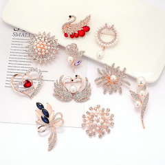 Custom New elegant Magnetic Scarf Magnet Metal Jewelry butterfly rose rhinestone swan flower brooch pins