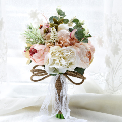 China Wholesale Custom Head Bridal Hand Holding Flower Flowers Artificial Rose Wedding Bouquet for Bridal