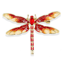 Korean fashion rhinestone alloy crystal dragonfly insect brooches for women and men