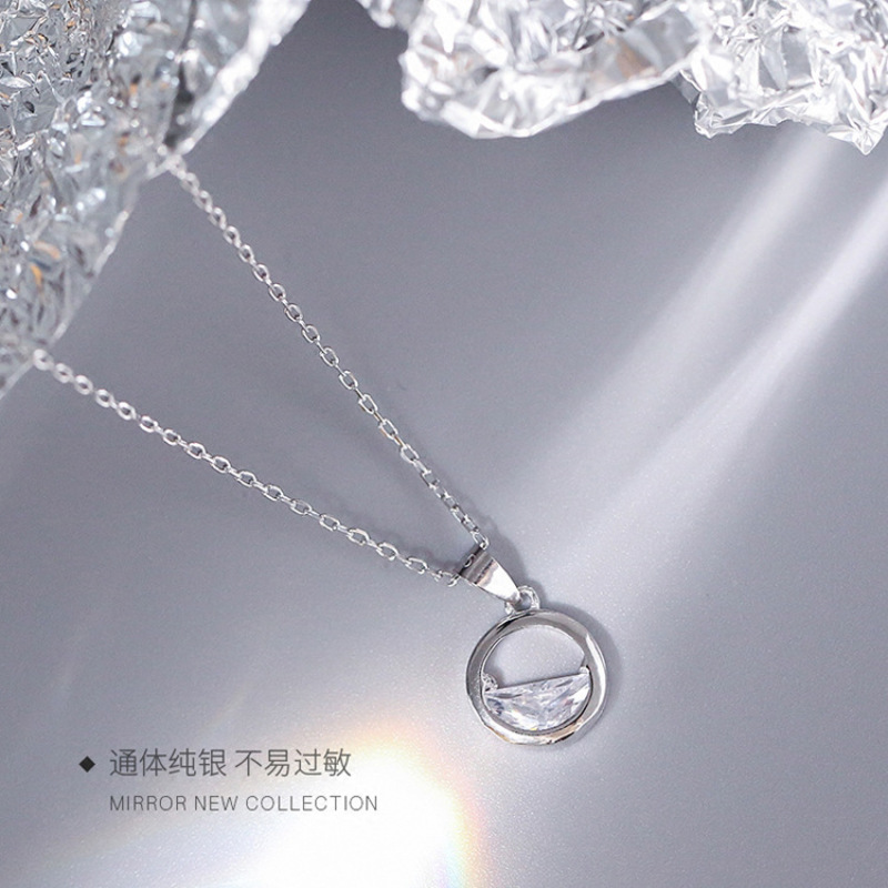 korean ins valentine's day christmas gift pure 925 round  sterling silver necklace chain