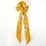 women Bohemia Long ribbon scrunchies elastic band print satin scrunchies hair ties