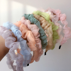 Wholesale china hot sale korean new cute baby pleated organza hairbands for girls kids