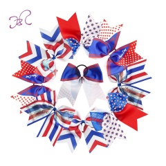Wholesale elasict hair tie free goddess printed 8 inch bow children hair accessories soft elastic hair tie