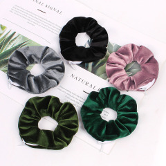 High Quality Velvet Pocket Hidden Elastic Zipper Hair Scrunchies for Women Ponytail Holder