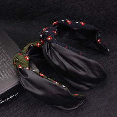 Women's Hair Accessories headband black Cross Knot rose flower hairband