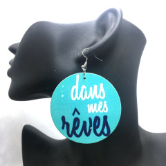 2020 new arrive custom big bohemia round african afro wooden earring for women