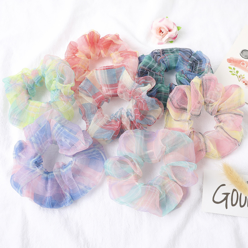 2020 new arrival summer cute ladies lace mesh yarn plaid large hair ties 2020 new arrival summer cute ladies lace mesh yarn plaid large hair ties