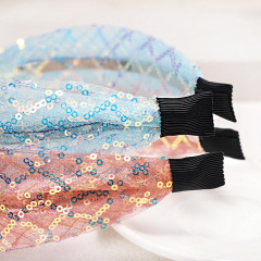 New trendy manufacturer direct sale womens lace gauze sequin headbands
