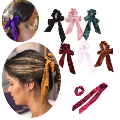 Solid Color Long Scrunchies Hair Accessories velvet Knotted Rubber Bands Ponytail Holder Hair Tie Solid Color Long Scrunchies Hair Accessories velvet Knotted Rubber Bands Ponytail Holder Hair Tie