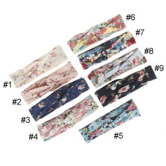 New Hair Accessories Bohemian Style Printed Cotton Cross Womens Headbands for Girls