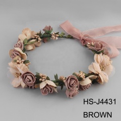Handmade wedding artificial flower crown garland bridal headband