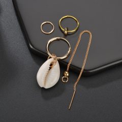 2019 American fashion jewelry for women gold hoop conch pearl sea shell earrings
