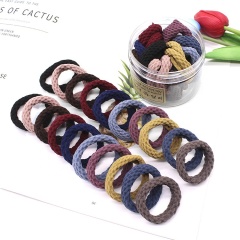 Korea fabric hair ties elastic hair band jointless boxed bold rope female simple wide hair ties 20pcs