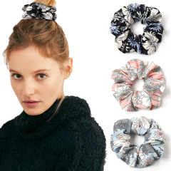 European and American Girls Chiffon Printed Elastic Hair Scrunchies for Women