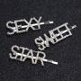 Custom Bling Word Hair Clip Accessories Bridal Crystal Rhinestone Paved Letter Hair Pin Custom Bling Word Hair Clip Accessories Bridal Crystal Rhinestone Paved Letter Hair Pin