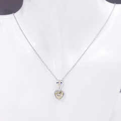 925 sterling silver gold plated yellow moissanite diamond heart pendant necklace