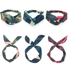 2020 new arrival custom women summer elastic printing banana leaf headbands for young girls 2020 new arrival custom women summer elastic printing banana leaf headbands for young girls