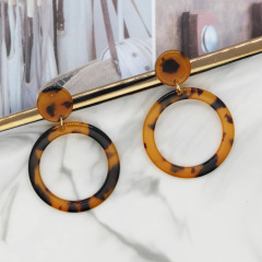 spring fashion Leopard Acetate Geometric Tortoiseshell Round Brown acrylic hoop earrings jewelry