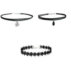 2020 Amazon Hot Sale 3pcs Women Ladies Jewelry Sexy Gothic Lace Choker Necklace Sets for Girls