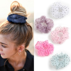 2020 Trendy INS Popular Women Polka Dot Organza Hair Scrunchies For Girls