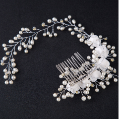 Handmade pearl flower headbands wedding hair accessories bridal hair comb