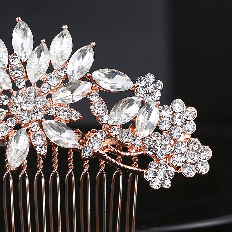 Fashion flower Wedding hair accessories crystal rose gold bridal hair comb Fashion flower Wedding hair accessories crystal rose gold bridal hair comb