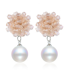 Bohemian national style exaggerated dangler women beads modern pearl earring