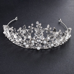 Rhinestone hair accessories round silver hair jewelry birthday girl wedding tiara crowns