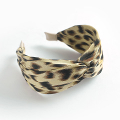Print leopard Bunny Ears Bowknot Hair Accessories Cloth Wrapped women hair hoops