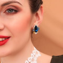 2019 Hot Sale Silver Jewelry 925 Sterling Silver Blue Diamond Cat Stud Earrings