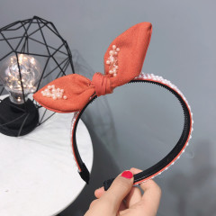 Non Slip Bunny Ears Bowknot pearl Hoop Hair Accessories Hairbands women