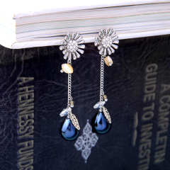 Sunflower shaped crystal diamond latest design dangle earring
