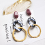 amazon ins Customized fashion Vintage drop Long Acrylic wholesale bamboo double circle earring amazon ins Customized fashion Vintage drop Long Acrylic wholesale bamboo double circle earring