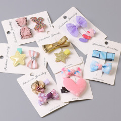 Wholesale beautiful cute Bow lace kids baby girls hair clips sets for child