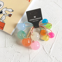 2020 summer cute 5pcs/set candy color heart flowers girls elastic acrylic baby hair ties with card