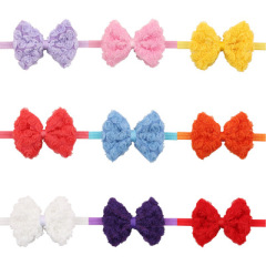 Wholesale 14 style pure color chiffon lace bow knot hair bands for baby kids hair accessories