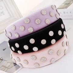 New Style Velvet Gemstone Headband Thickened Sponge Wide Hairband For women New Style Velvet Gemstone Headband Thickened Sponge Wide Hairband For women