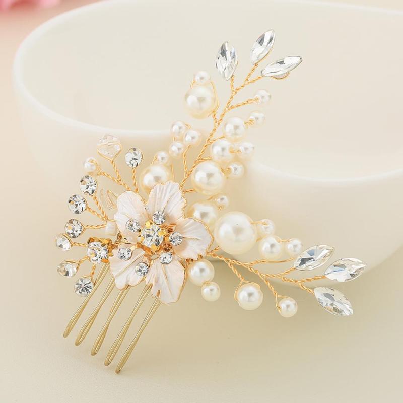 New design gold Pearl bride Hair Accessories Wedding Bridal Hair Combs