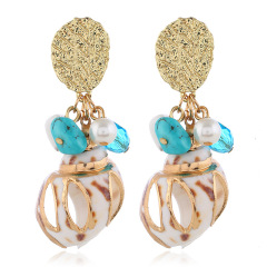 2020 new INS amazon Fashion bohemian conch women girls drop color gold plated sea shell earrings