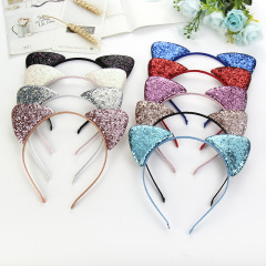 2020 Customizable Korean cute girls sequin cat ear hairbands for women headband 2020 Customizable Korean cute girls sequin cat ear hairbands for women headband