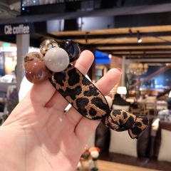 Simple korean elastic head ropes leopard print hair tie bracelet diy for female
