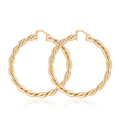 Wholesale gold plated twisted rope 60mm lady hoop earrings drop dangling earring
