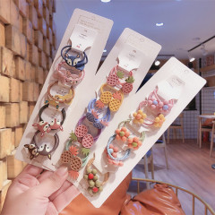 Wholesale 5pcs/set acrylic fruit cartoon animals girls elastic baby hair ties