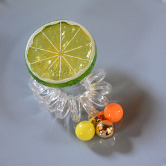 Hot sale amazon cute fruit transparent elastic telephone wire hair tie
